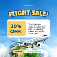 blue yellow modern flight sale instagram post template
