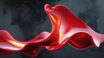 A captivating abstract design with a red liquid shape on a dark background enhancing elegance photo