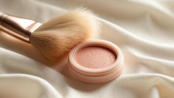 Closeup of Natural Blush and Brush with Soft Lighting photo