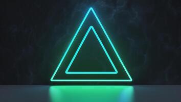 A Stunning Neon Triangle on a Dark Background for Contemporary and Modern Design Aesthetics. photo