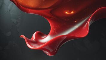 A captivating abstract design with a red liquid shape on a dark background enhancing elegance. photo
