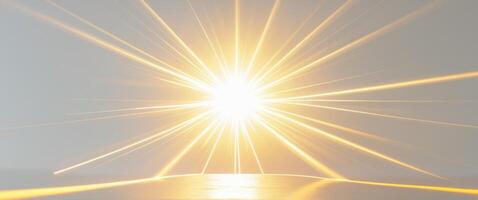 Bright light source emitting rays with lens flare. photo