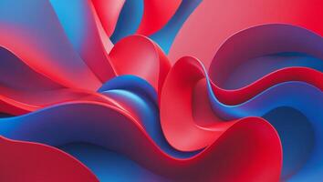 Smooth overlapping red and blue abstract shapes create a dynamic and visually interesting background texture photo