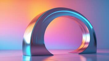 A Stunning Modern Arch Featuring a Gradient Background Composed of Bright Colors. photo