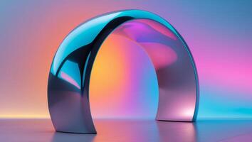 A Stunning Modern Arch Featuring a Gradient Background Composed of Bright Colors photo