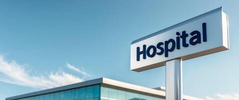 Hospital Sign in Front of Modern Building. photo
