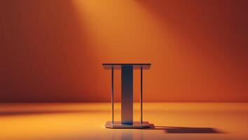 high key podium with empty space in front of orange background photo