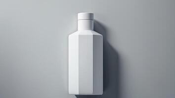 Clear Pixel Picture of a White Bottle with a White Cap is Shown on a Gray Background photo