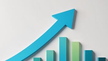 Symbolic Graphic of Growth with an Upward Arrow and Bar Chart. photo