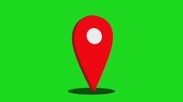 Red Map Pin Icon on Green Background for Location Marker Concept video