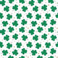 Shamrocks pattern seamless background. St Patricks Day pattern with clover leaves. Saint Patrick March 17 holiday repetitive backdrop. Flat illustration. vector