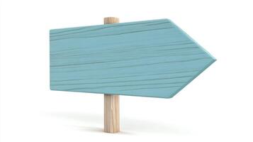Blank Light Blue Wooden Arrow Signpost Empty Direction Pointer Isolated on White Backgro photo