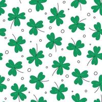 Shamrocks pattern seamless background. St Patricks Day pattern with clover leaves. Saint Patrick March 17 holiday repetitive backdrop. Flat illustration. vector