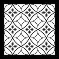 a black and white design with a pattern of flowers vector