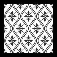 a black and white pattern with a flower design. Ornamental Floral Pattern. vector