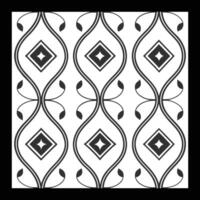 a black and white pattern with a diamond design. Ornate Black and White Floral Pattern vector
