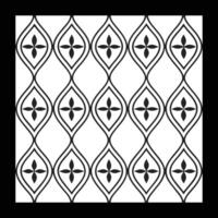 a black and white pattern with a square design. Ornate Black and White Floral Pattern vector
