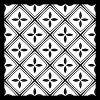 a black and white square pattern with a flower design. Ornate Black and White Floral Pattern vector