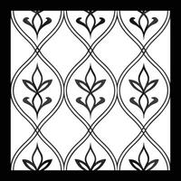 a black and white pattern with a leaf design. Black and white floral pattern vector