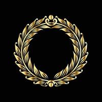 golden laurel wreath on black background. golden frame vector