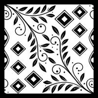 Seamless pattern in geometric ornamental style. Luxury Black and White Floral Pattern vector