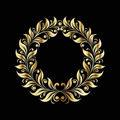 Gold vintage frame on black background. illustration for your design.