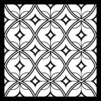 a black and white pattern with a square design. Black and white floral pattern vector