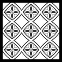 a black and white pattern with a square design. Classic Black and White Floral Pattern vector