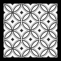 a black and white geometric pattern on a black background. Black and white floral pattern vector
