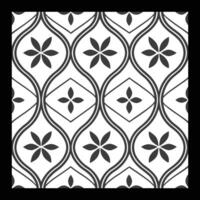 a black and white pattern with flowers. Seamless pattern in geometric ornamental style vector