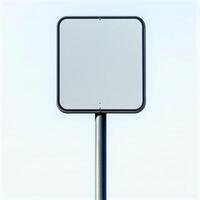 Blank Square Road Sign Empty Signpost White Background Mockup Template Signage Adver photo