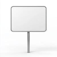 Blank Rectangular Signpost Empty Road Sign Metal Signboard White Background Mockup Te photo