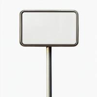 Blank White Rectangular Road Sign Empty Signpost Street Sign Mockup Directional Signag photo