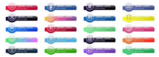 Colorful Lower Thirds with unique glassmorphism effect. Modern vibrant design with smooth transparent overlays. Perfect for social media videos and professional content. vector
