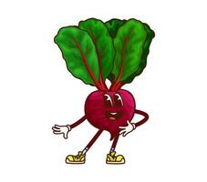 Groovy beet vegetable funny character on party vector