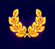 Golden laurel wreath icon, game asset, reward vector
