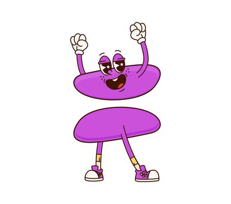 Cartoon groovy math equal sign funny character