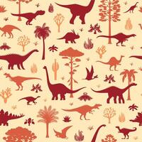 Prehistoric dinosaur characters seamless pattern vector