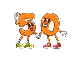 Groovy fifty math number cheerful characters vector