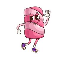 Retro groovy candy marshmallow retro character vector