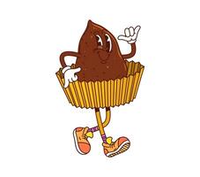 Funny groovy hippie truffle dessert character vector