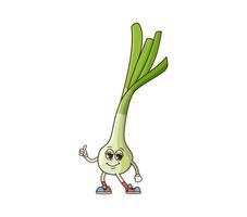 Groovy onion vegetable character, leek or shallot vector