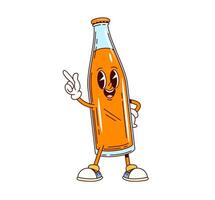 Groovy soda drink bottle happy smiling character vector