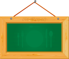 A blackboard with a fork and spoon on it png