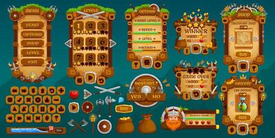 Medieval Vikings game interface gui elements asset vector