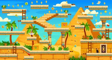 Ancient Egypt 2d arcade game level map interface vector
