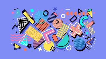 Abstract Memphis shapes background hipster pattern vector