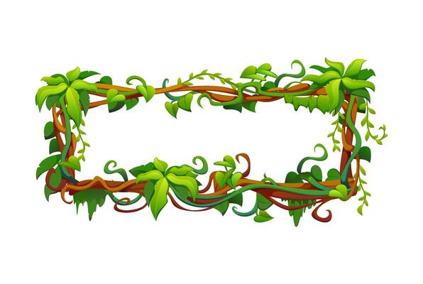 Tropical jungle liana frame with climbing roots