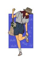 stylish girl with white flower vector