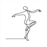 Single one line Elegant motion continuous line art silhouette on white background vector